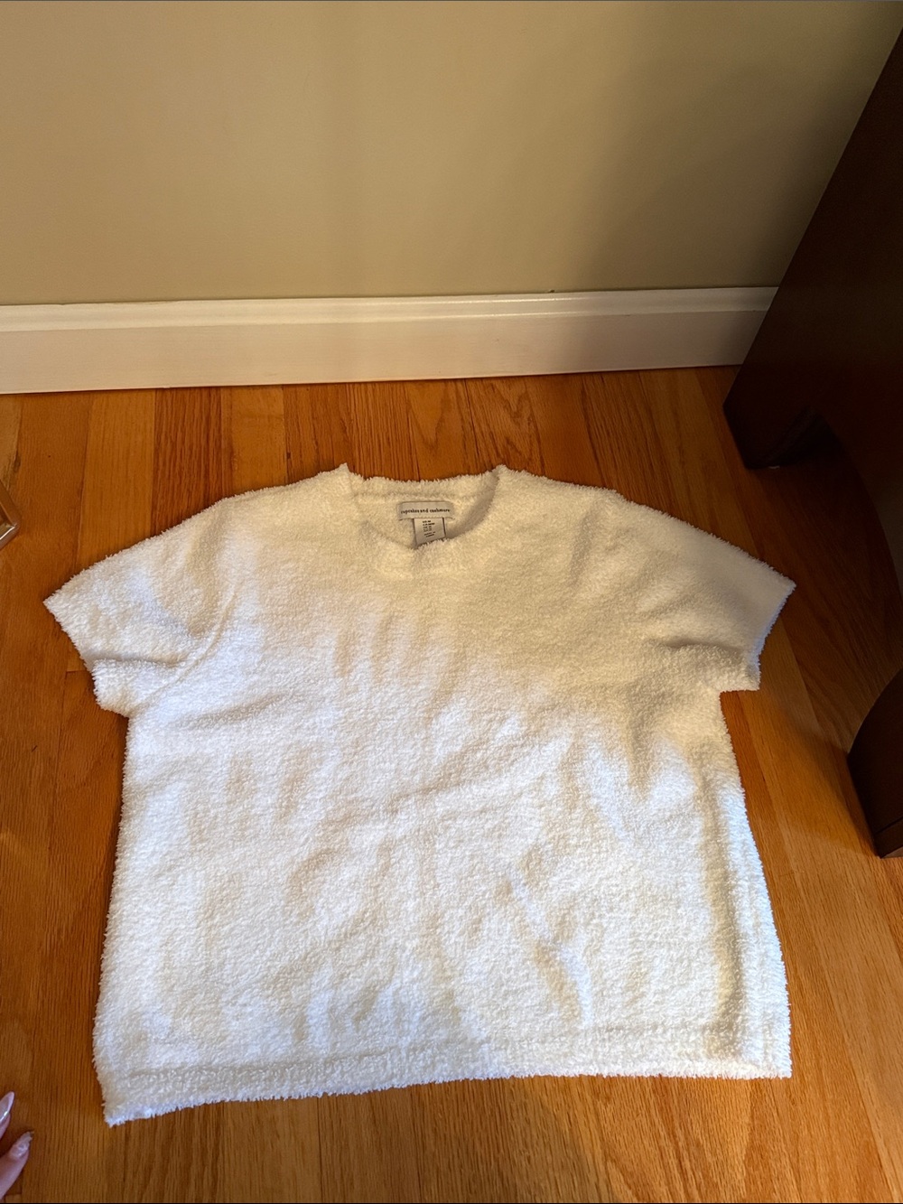 T.J.Maxx White Textured Short Sleeve Top